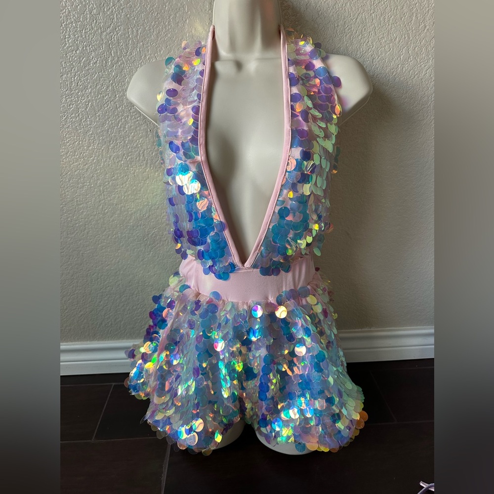 Jvalentine two piece rave set pink, sparkle